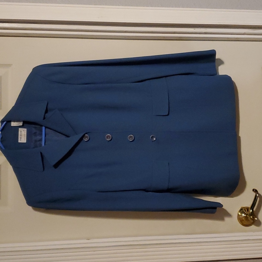 Vintage Preview Collection Gray Blue Blazer size 12 w/4 button front